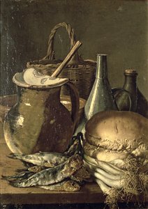 Natura morta con pesce, porri e pane da Luis Menendez or Melendez