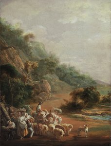 Scena con abitanti del villaggio (frammento) da Luis Paret y Alcazar