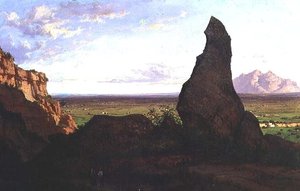 Paesaggio con una roccia prominente