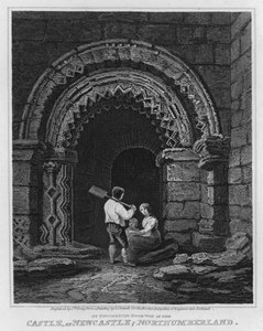 Un portale ornato nel castello di Newcastle, Northumberland