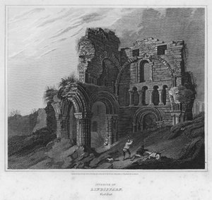 Interno di Lindisfarn, West End (incisione) da Luke (after) Clennell