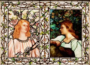 Primavera e autunno, prodotto da Tiffany Glass & Manufacturing Co., c.1892 da Lydia Field Emmett
