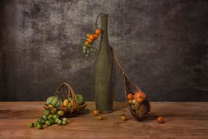 Natura morta rustica con prodotti dell