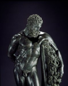 Arte greca: Eracle a riposo (dettaglio). Scultura in bronzo di Lisippo di Sicione (395-305 a.C.) 4° secolo a.C. Dal Santuario di Ercole Curino, Sulmona. Museo Nazionale Archeologico, Chieti Italia