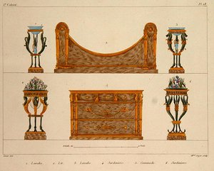 Disegni di mobili, incisi da Mme Soyer, tavola 28 da 