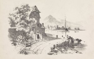 Strada di campagna lungo un lago da M. Baumhauer