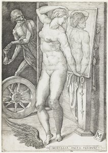 La morte sorprende una donna, c.1490-c.1540 (incisione) da M Master
