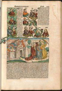 Albero genealogico di Laban, dal Nuremberg Chronicle di Hartmann Schedel (1440-1514) stampato nel 1493 da M. and Pleydenwurff W. Wolgemuth