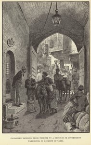 Fellaheen che portano i loro prodotti a uno shoonah o magazzino governativo da M. Schonberg