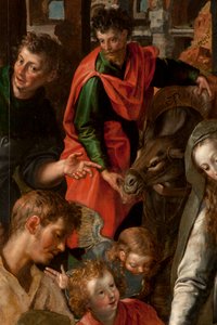Adorazione dei Magi, Trittico, Pannello centrale, dettaglio, pittura su legno