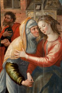 Adorazione dei Magi, Trittico, Pannello sinistro: Vita della Vergine Maria (dettaglio) da Maarten de Vos
