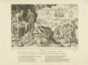 Le truppe imperiali portano la civiltà agli indiani, 1555 da Maarten van Heemskerck
