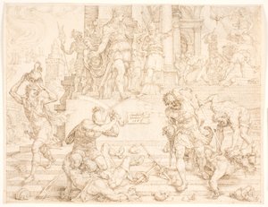 Giosia ordina che tutte le cose fatte per Baal siano distrutte e i sacerdoti uccisi da Maarten van Heemskerck