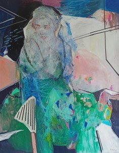 In My Space 2, 2023 (acrilici e pastelli su tela) da Madgalena Morey