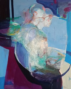 In Stillness We Unfold: Becoming, 2025 (acrilici e pastelli su tela) da Madgalena Morey
