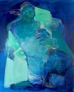In Stillness We Unfold: Echoes of Feeling, 2025 (acrilici e pastelli su tela) da Madgalena Morey