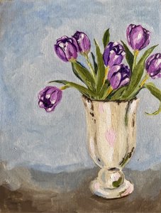 Tulipani viola in un vaso da Madison Phipps