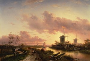 Estuario di un fiume con figure che riparano una barca, XVII secolo da Maerten Fransz van der Hulst