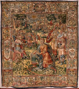 Museo Diocesano. Arazzo fiammingo. Bruxelles. Atelier François Geubels. Serie Storia di Gedeone. Il miracolo del vello di lana. Seta e lana. Lascito del Vescovo Vicente Roca de la Serna. Barocco. 1534-1571, nella cattedrale dal