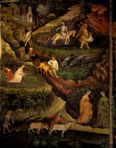 Lavoro nei campi, dettaglio dal Mese di Ottobre, Ciclo dei Mesi da Maestro (attr. to) Venceslao