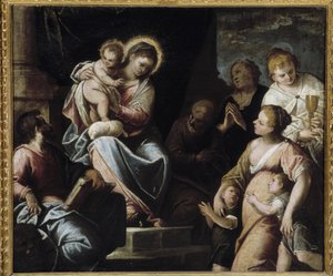 La Vergine con il Bambino circondata dalle virtù teologali Allegoria della Fede, Speranza e Carità da Maffeo da Verona