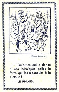 La prima guerra mondiale (1914-18): Cosa diede ai nostri eroici poilus la forza che li portò alla vittoria Pinard (illustrazione) da Maigrot Henri known as Henriot