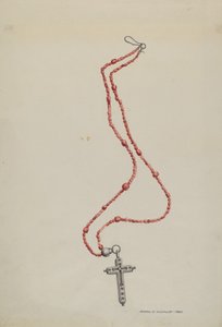 Perline di corallo e crocifisso da Majel G. Claflin