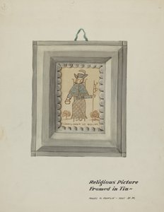 Santo Nino de Atocha Disegnato a Mano - Cornice in Latta Fatta a Mano da Majel G. Claflin
