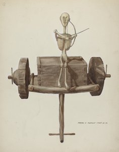 Carro della morte penitenziale e figura della morte, c. 1937 da Majel G. Claflin