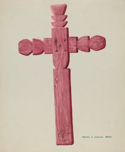 Croce di Legno Rossa usata come Lapide, c. 1937 da Majel G. Claflin