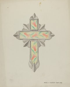 Croce di latta e carta da parati, c. 1937 da Majel G. Claflin