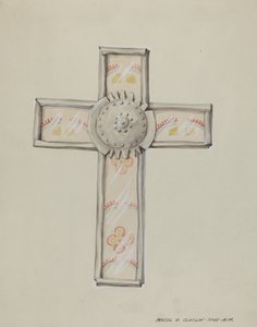 Croce di latta e carta da parati, c. 1937