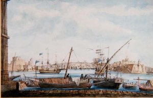 Vista del porto delle galee dal lato di Valetta, c.1800