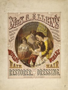 Restauratore di capelli del mondo di Mrs. S. A. Allen, 1865