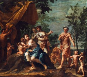 Apollo con le Tre Grazie, Venere, Cupido e Pan da Marcantonio Franceschini