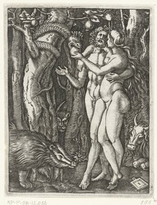 Adamo ed Eva alla caduta nel paradiso da Marcantonio Raimondi