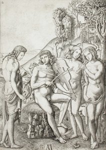 Apollo insegna la musica alle Grazie da Marcantonio Raimondi
