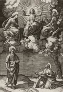 Cristo, la Vergine e San Giovanni Battista con i Santi Paolo e Caterina da Marcantonio Raimondi