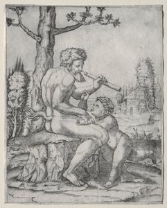 Fauno e bambino da Marcantonio Raimondi