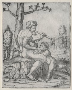 Fauno e Bambino, c. 1509 da Marcantonio Raimondi