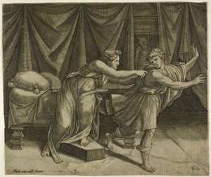 Giuseppe e la moglie di Potipher da Marcantonio Raimondi