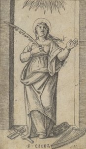Santa Cecilia in piedi con una palma del martirio nella mano destra, ca. 1500-1527