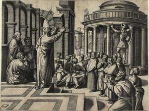 San Paolo che predica ad Atene da Marcantonio Raimondi