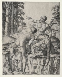 I tre scalatori. Figure dalla Battaglia di Cascina di Michelangelo, 1510