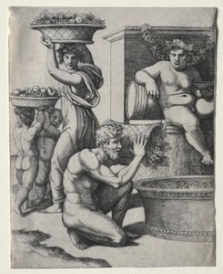 Il torchio da vino da Marcantonio Raimondi