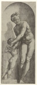 Venere e Amore in una nicchia da Marcantonio Raimondi