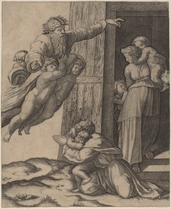 Dio appare a Noè da Marcantonio Raimondi after Raphael
