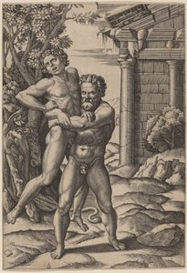 Ercole e Anteo da Marcantonio Raimondi, after Raphael