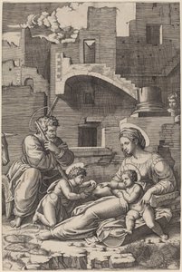La Sacra Famiglia con il Giovane San Giovanni Battista da Marcantonio Raimondi after Raphael