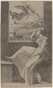 Donna Pensierosa da Marcantonio Raimondi possibly after Raphael